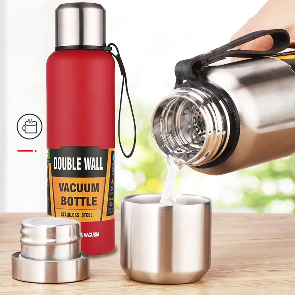 

1L/1.5L Portable termos Vacuum Water Bottle Outdoor garrafa termic Insulated Bottle Large Capacity Vacuum Cup Sport Vacuum Flask