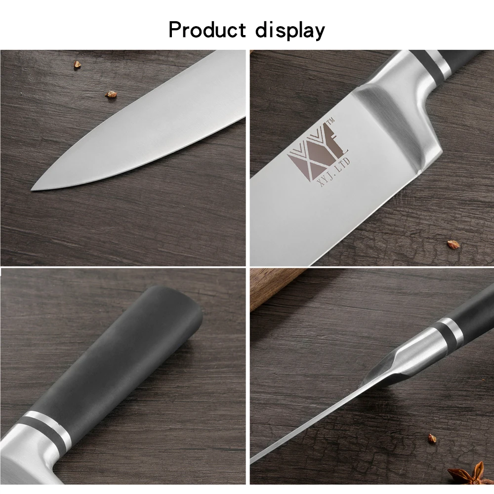 XYj набор кухонных ножей из нержавеющей стали, один кусок, структура ножей из нержавеющей стали, фруктовый нож Santoku, нож для нарезки хлеба