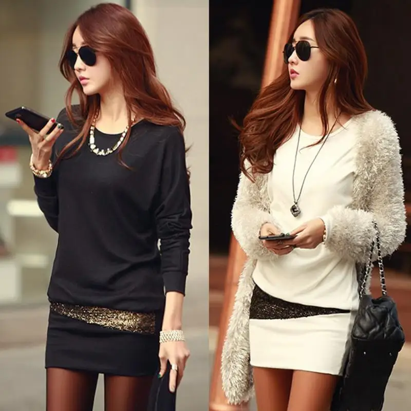

Sexy Spring Autumn Dress Women Long Sleeve O-neck Patchwork Package Hip Dress Ladies Korean Elegant Slim Fit Bodycon Dress