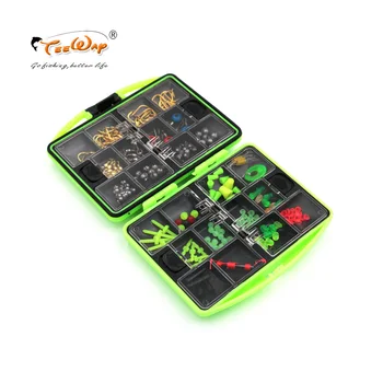 

Marine rock fishing tackle boxes containing the fishhooks and fishing float road lure ring and other accessories