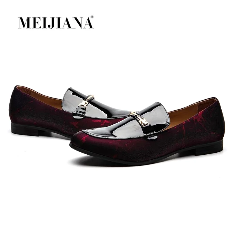

MEIJIANA British Style Patent Leather Loafers Handmade Patchwork Mens Loafers Summer Casual Shoes Men's Slippers Flats