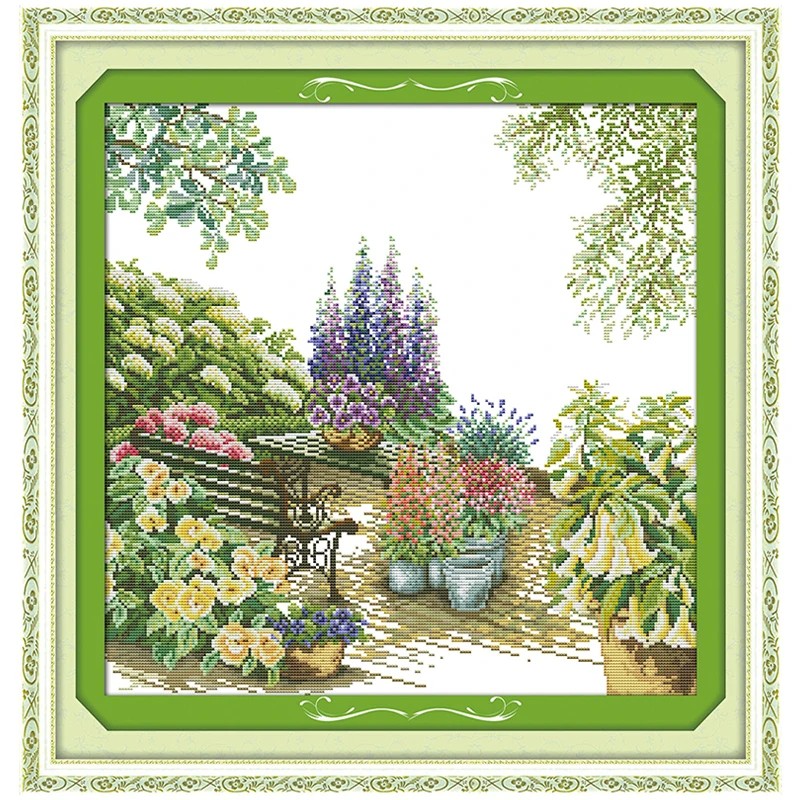 

Flower Courtyard Patterns Counted Cross Stitch 11 14CT Cross Stitch Set Wholesale Scenery Cross-stitch Kit Embroidery Needlework