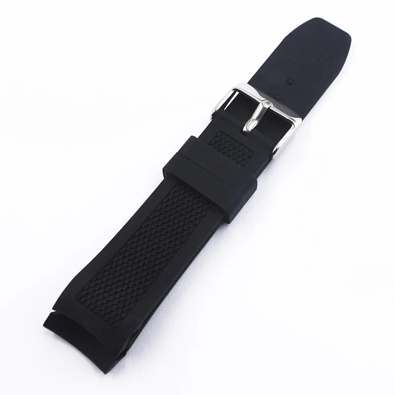 watch accessories 22mm Black silicone strap Buckle suitable for Outdoor Sports Diving Men's rubber watch band Arc interface