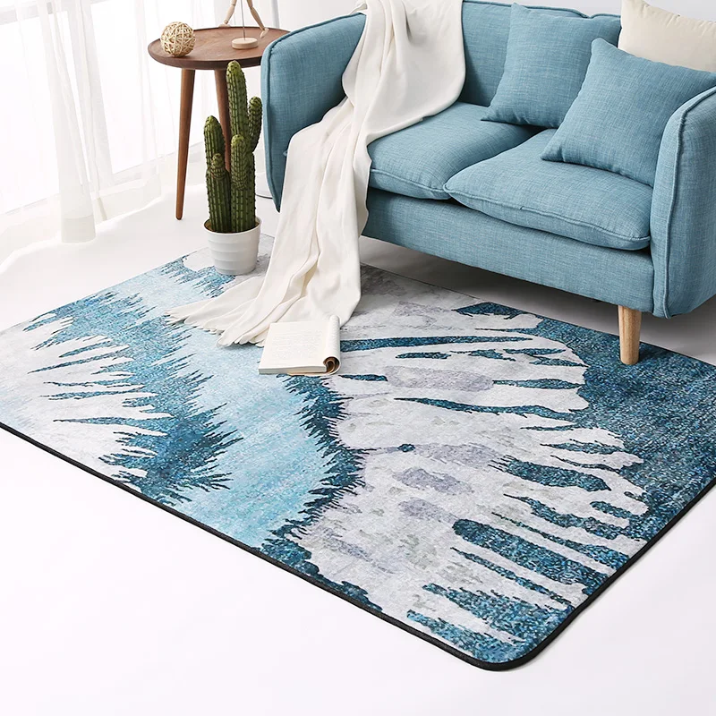 Модный ковер в скандинавском синем стиле, современные коврики с геометрическим принтом для гостиной, чайный стол, коврики для офиса, спальни
