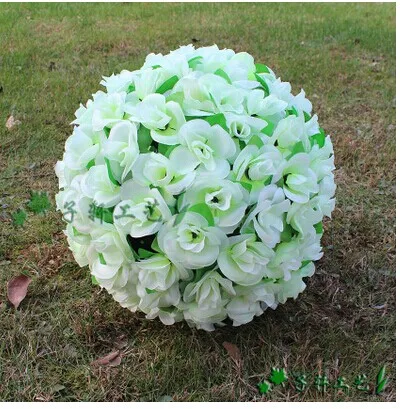 10 шт./лот 1" 30 см искусственный шелк цветы целующийся шар для свадьбы День Святого Валентина вечерние украшения 8 цветов - Цвет: Milk White