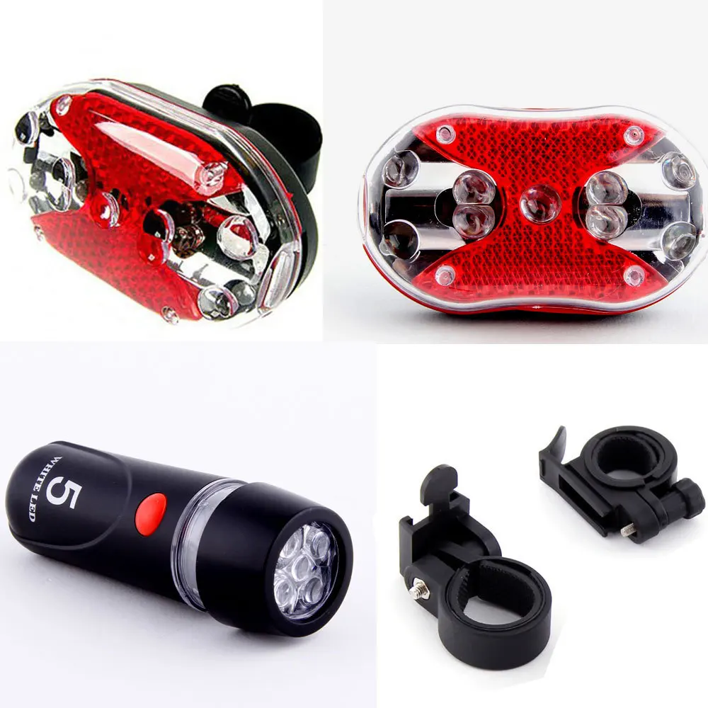 

Cycling Bicycle 5 LEDs Front Head light 9 LEDs Back Rear Flashlight Ultra Bright