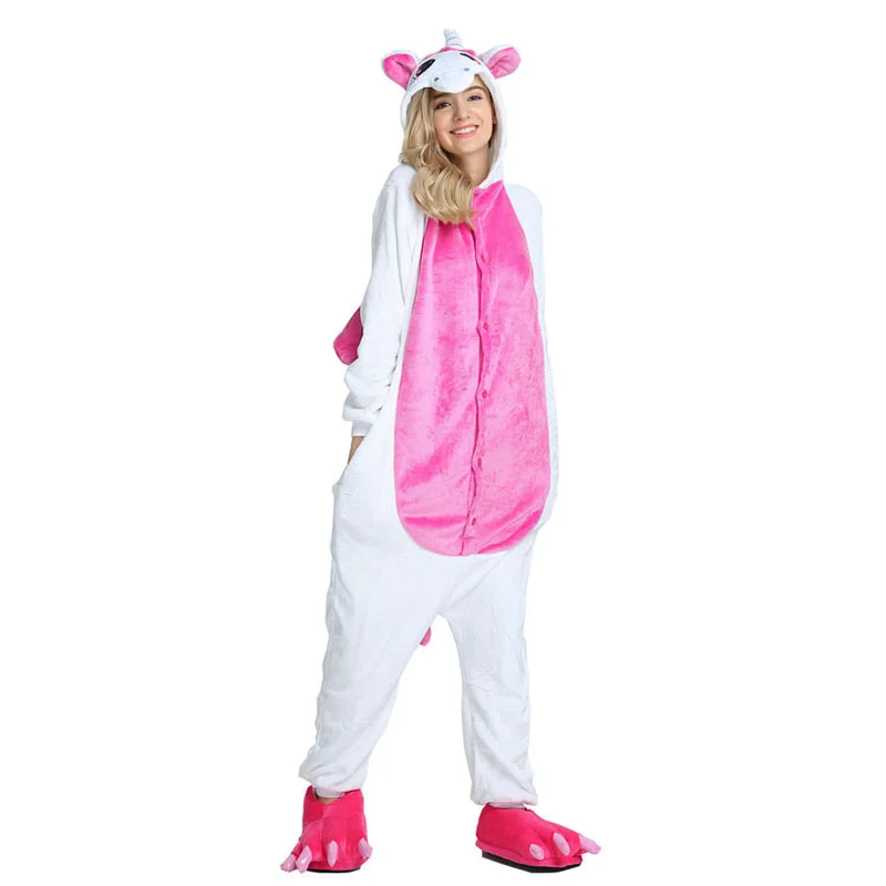 Новинка 2019 года, фланелевые розовые новые женские пижамы rnio, костюм для взрослых, мультяшное животное, зимняя Пижама для мальчиков и