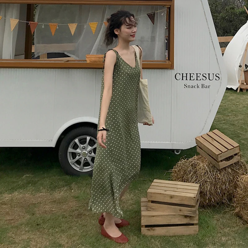 2 цвета Mihoshop Ulzzang Корейская женская модная одежда в горошек винтажное зеленое
