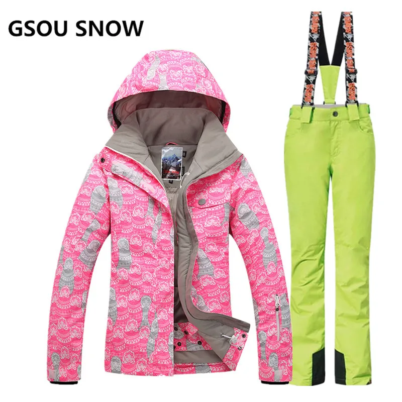 Gsou Snow Women Ski Suits Winter Snowboarding Jackets and Pants