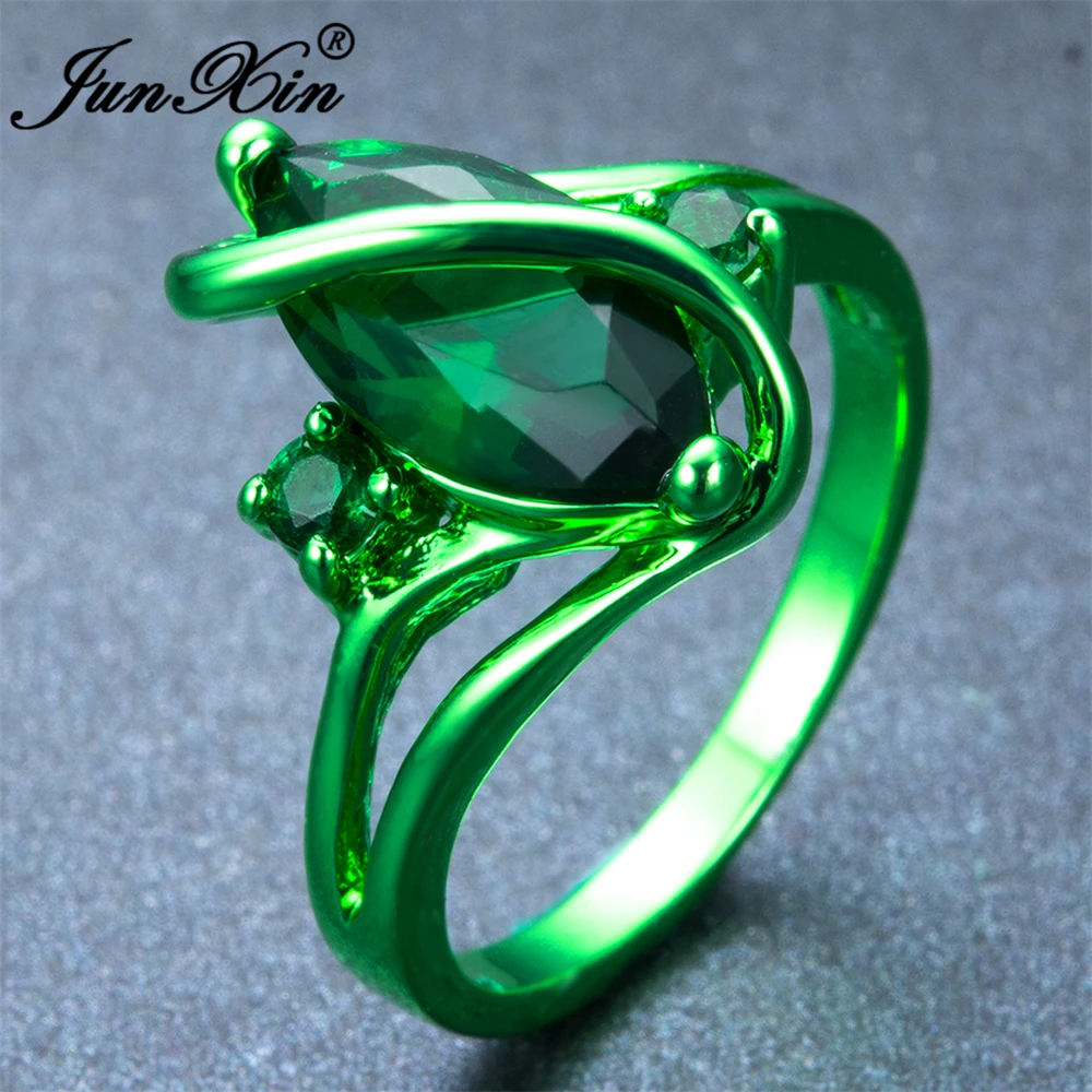 junxin male female unique ring green gold filled vintage wedding engagement rings for men and women - Green Wedding Rings junxin male female unique ring green gold filled vintage wedding engagement rings for men and women - Green Wedding Rings