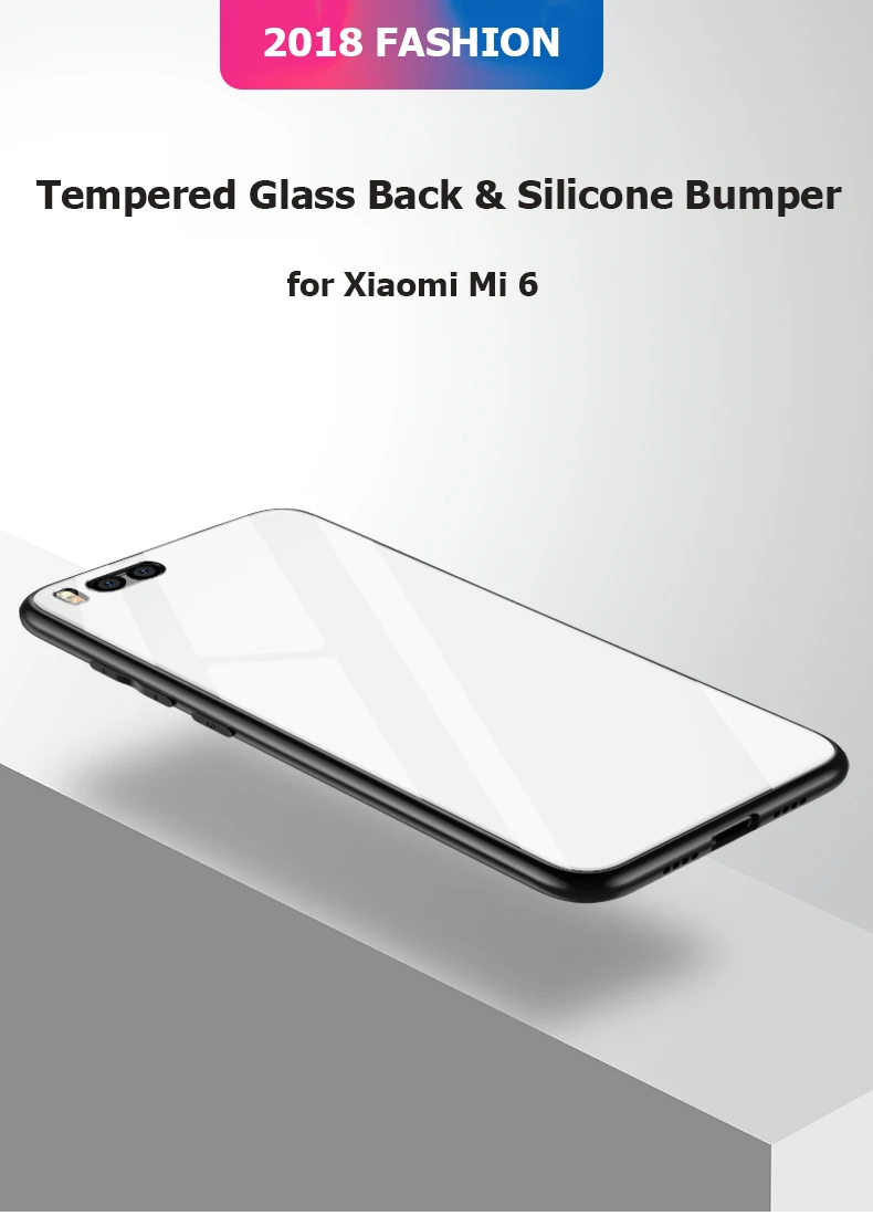 Для Xiaomi Mi6 чехол роскошный гибридный закаленное стекло задняя крышка противоударный рукав Жесткий Корпус для Xiaomi Mi 6 Mi 8 телефонные чехлы