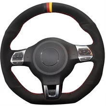 Черная замша рулевого колеса автомобиля крышки для Volkswagen Golf 6 GTI MK6 VW Polo GT Scirocco R Passat CC R-Line 2010