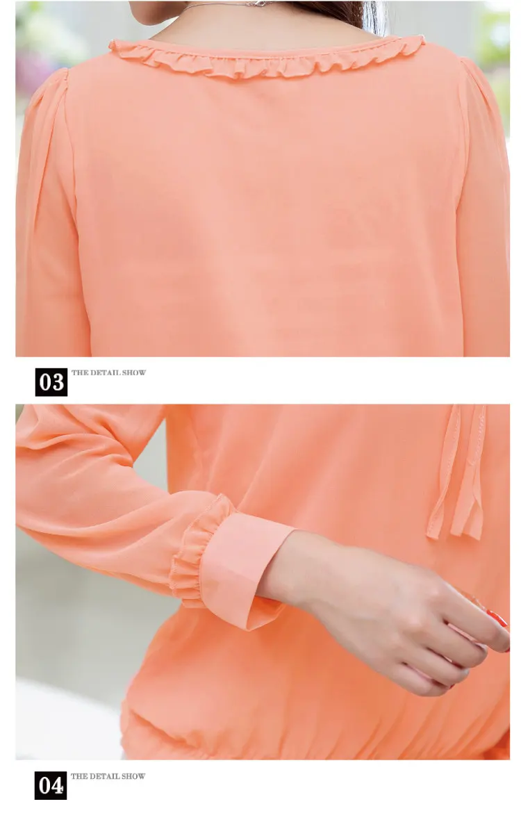 S-4XL Plus Size Tops Women 2019 New Fashion Bow Long Sleeve Shirts Femme Casual Chiffon Blouse Autumn O-neck Ruffled Blusa Mujer  (14)