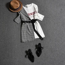 Новое поступление полоса контрастного цвета Асимметричный топ с короткими рукавами