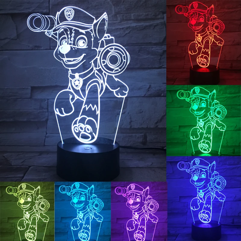 

Big Sale Patrolling 3D LED Night Light Dog Doggy Boy Glow 7 Color Desk Table Lava Lampara Figure RC Remote Kid Christmas Gift