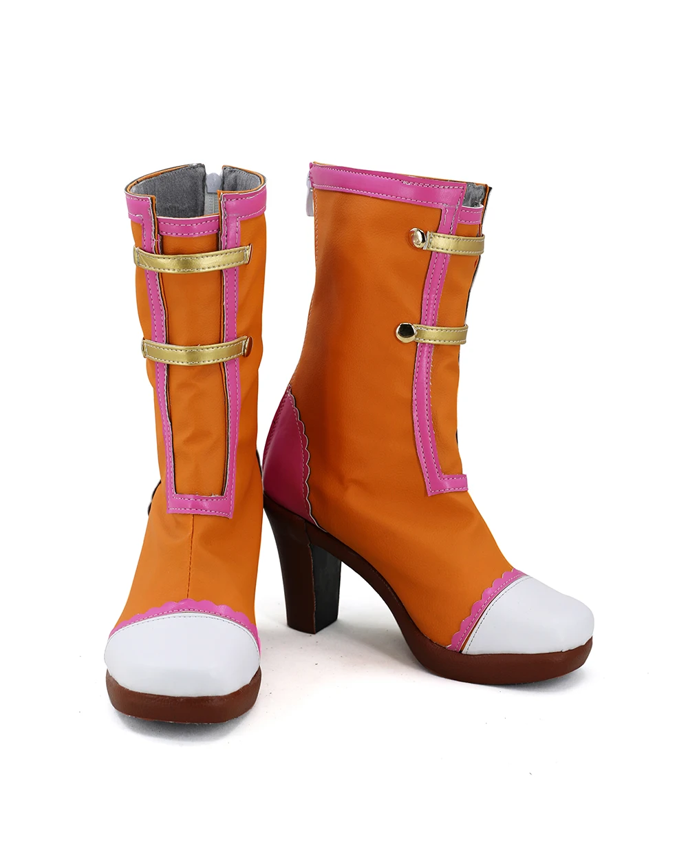 Aikatsu Arisugawa Otome Cosplay Boots Orange High Heel Shoes Cosplay  (4)