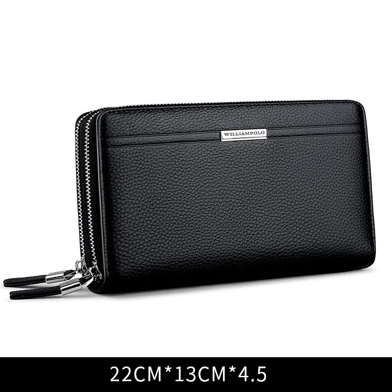 Williampolo Luxury Leather Multi-functional Men’s Clutch Wallets Black