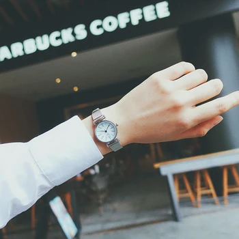 

Simple women watches fashion elegant silver watches brand full stainless mesh exquisite small women qualities dress ladies watch