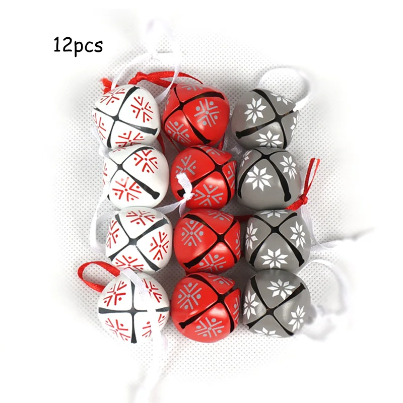 Рождественское украшение для дома 12 шт. красные, белые, серые подвески для колокольчиков, Рождественское украшение для елки, аксессуары для рукоделия, подарок с Рождеством