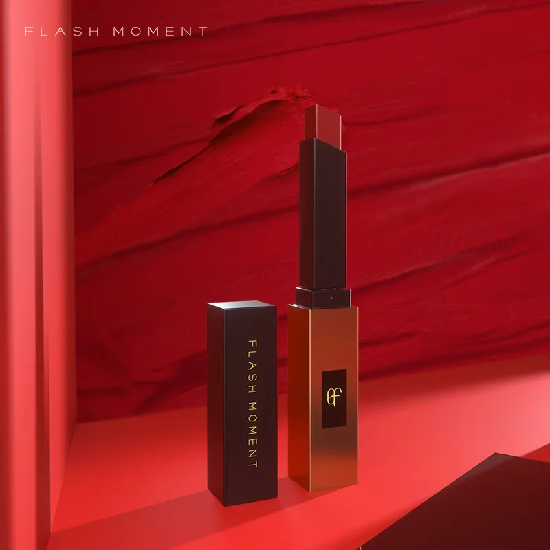 

Flashmoment 10 color Square tube luxury small gold bar thin tube matte mist face gold tube lipstick lipstick beauty makeup
