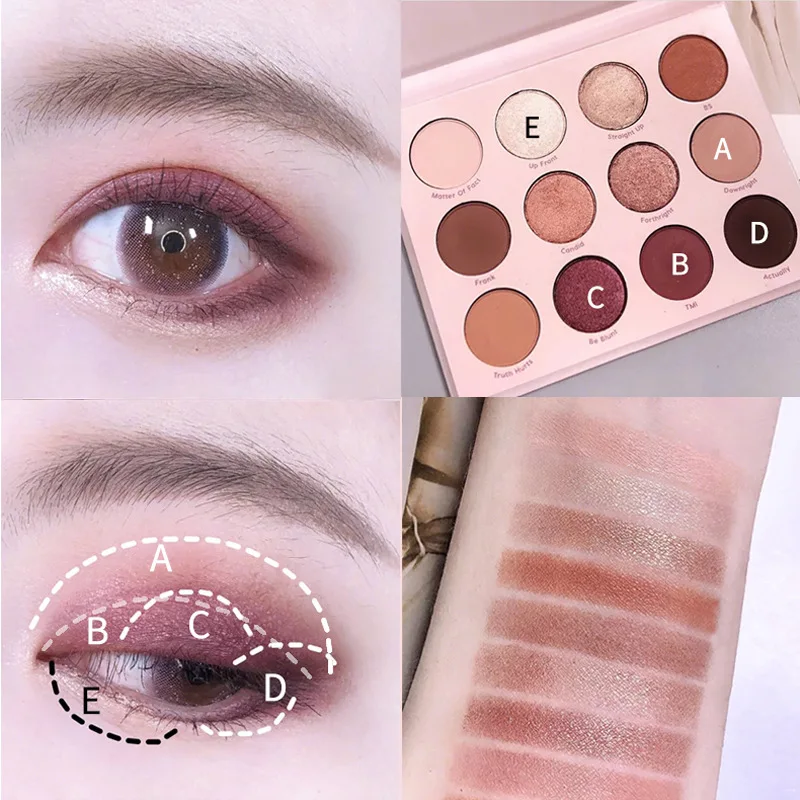 

2019 New 12Colors Silky Matte Glitter Eyeshadow Palette Set Makeup Eye Shadow Powder Pallete Make Up Pigment Beauty Cosmetic