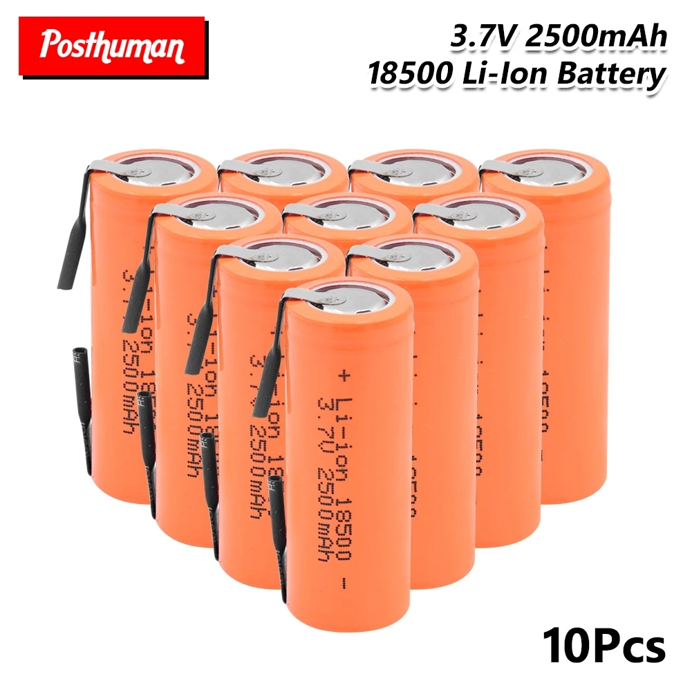 Перезаряжаемая 18500 литиевая батарея 3,7 V 2500mAh перезаряжаемые батареи Сварка никелевый лист Bateria со сварочными вкладками