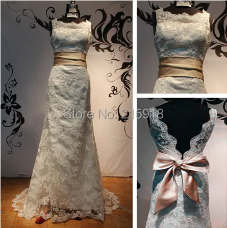 Real Picture Lace Dress for Bridal Gown Cap Sleeve Open Back Bow Wedding Party Dresses | Свадьбы и торжества