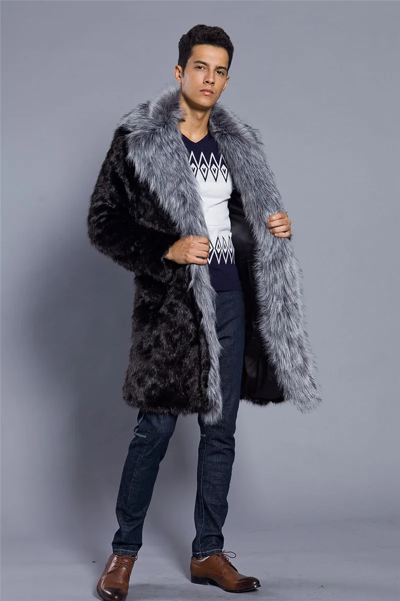 Новое поступление, роскошные шубы из меха, мужское длинное пальто из искусственного меха, английский стиль, утепленный зимний пальто, шикарная Красивая верхняя одежда для мальчиков