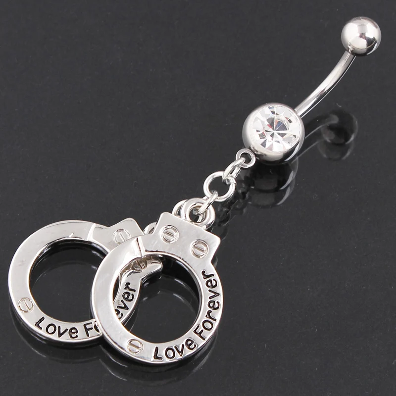 

Hot Sale Handcuffs pendant 316L Surgical Steel Piercing Navel Ring Belly Button Rings Navel Piercing Body Jewelry