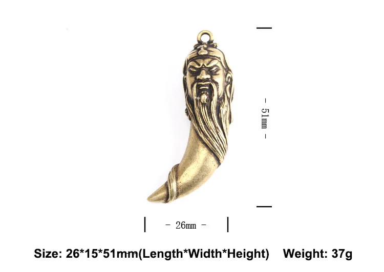 Brass Guan Gong Head Statue Keychains (7)