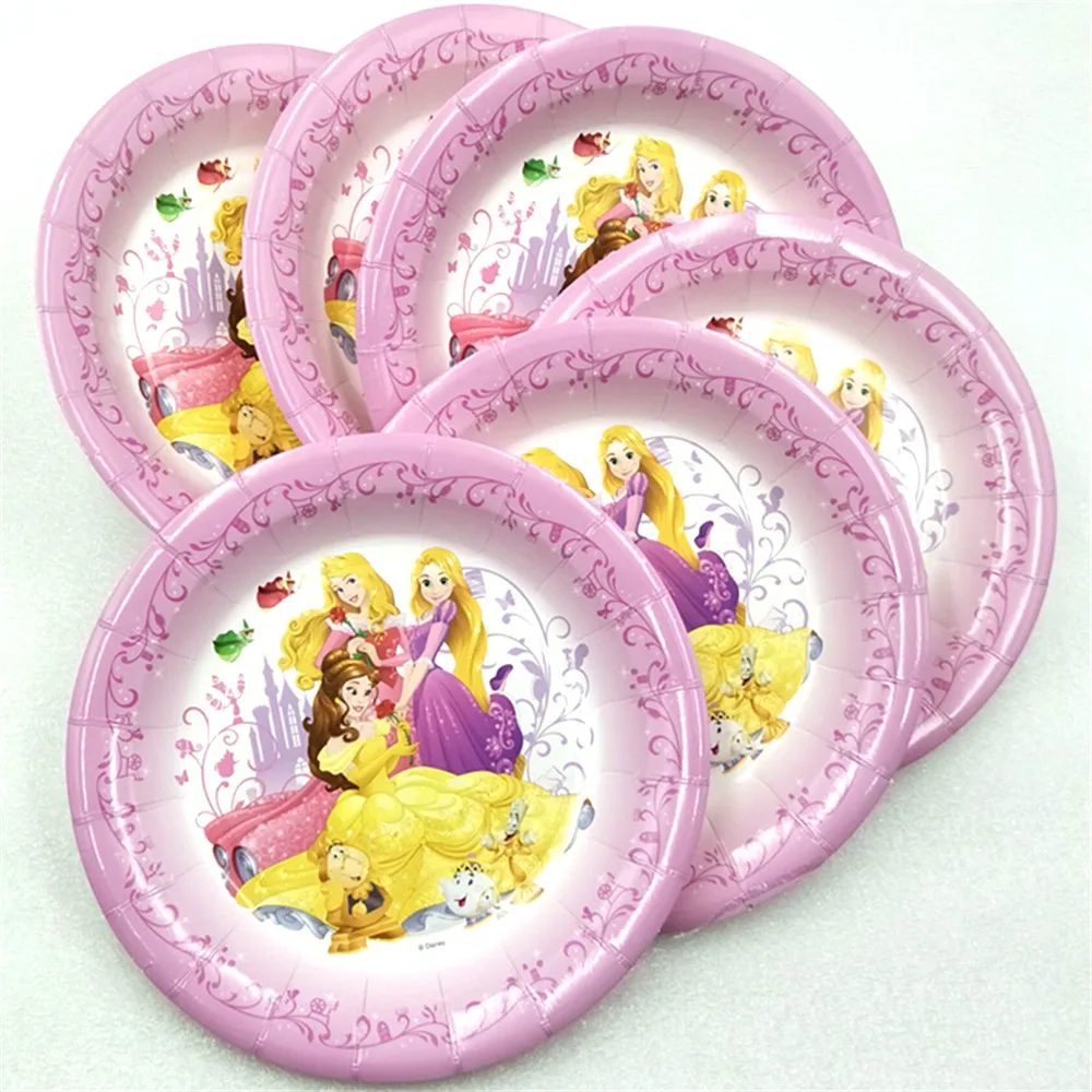 Дисней 6 шт. бумага "Принцесса" тарелки тематические праздничные детские подарки с днем рождения украшения принцессы принадлежности для тематической вечеринки набор