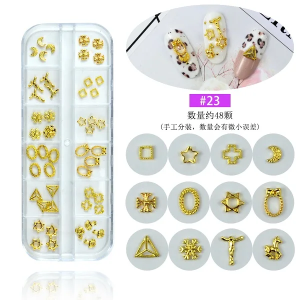 12 Grids Multi Style Glass Nail Rhinestones Mixed Colors AB Crystal Caviar 3D Charm Pearl DIY Alloy Manicure Nail Art Decoration - Цвет: 23