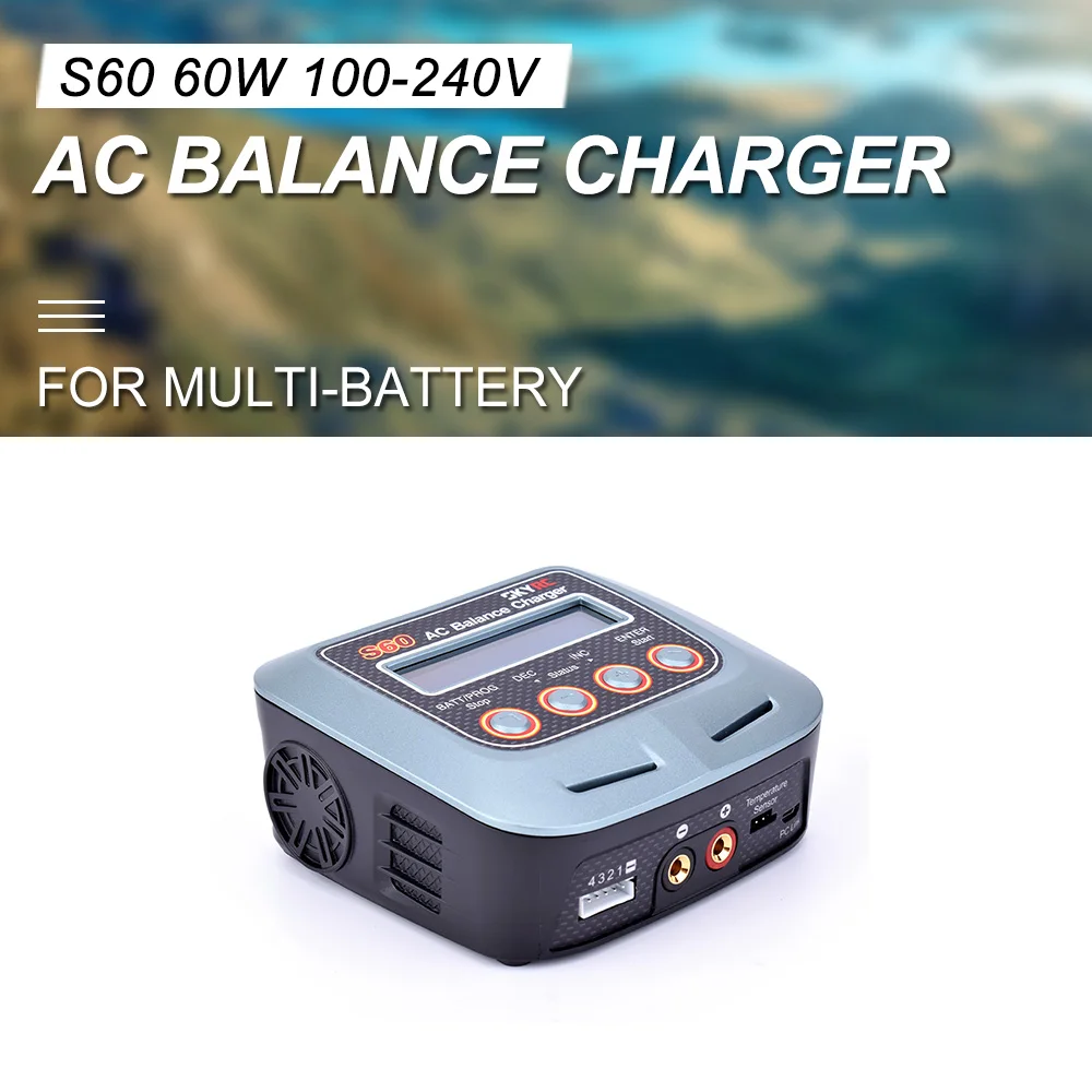 

Genuine SKYRC S60 60W AC Balance Charger/Discharger 100-240V for 2-4S LiPo LiHV Battery