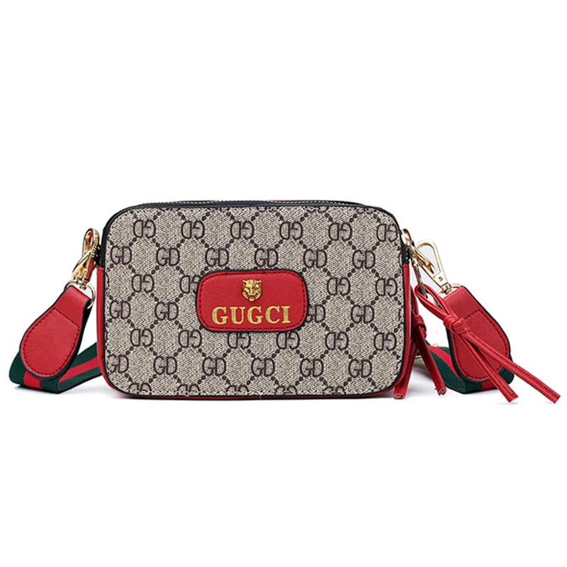

PU Material New Old Flower Single Shoulder Slung Handbag Designer High Quality Simple Small Square Bag 2019 New