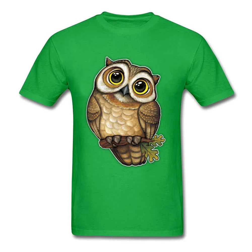 Golden Owl High Quality Men T Shirt Round Neck Short Sleeve 100% Cotton Fabric Tops Shirt Funny Tops T Shirt Drop Shipping Golden Owl green