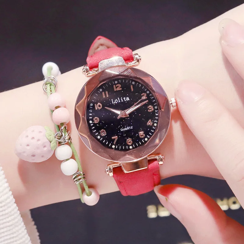 

Section Dial Design Fashion Women Leather Watches 2019 Starry Sky Luxury Ladies Wristwatches Simple Number Female Quartz Clock