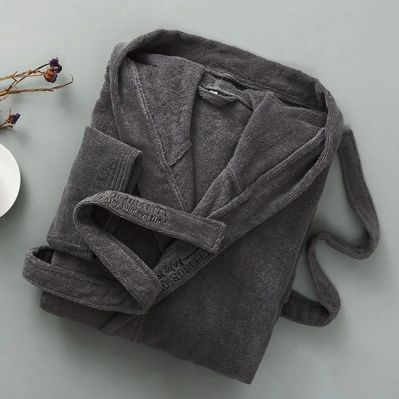 

Men Bathrobe Cotton Winter Hooded Bathrobes Men Terry Towel Thick Warm Long String Bathrobe Couple Hotel Home Hotel Nightgown