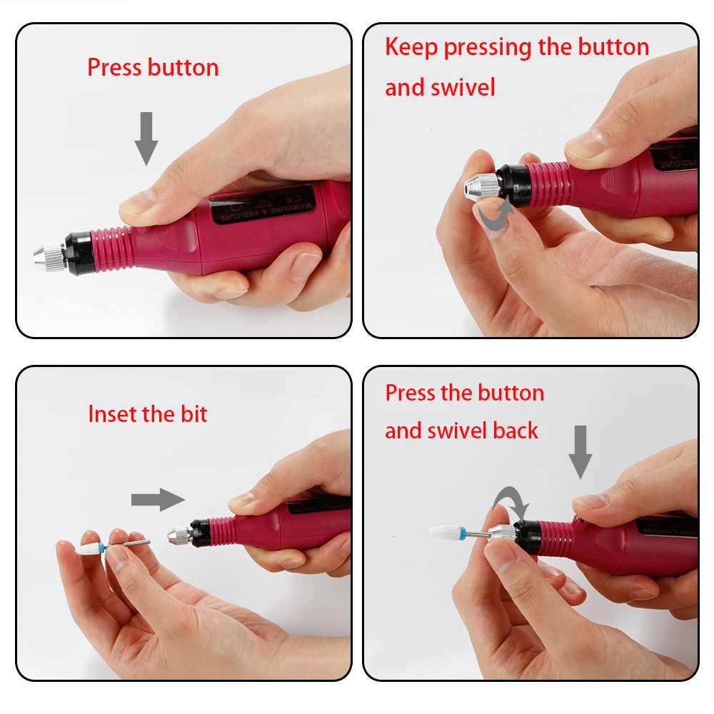  Electric Nail Drill Apparatus For Manicure Machine Mill Nail Drill Bits File Gel Polish Remover Mil