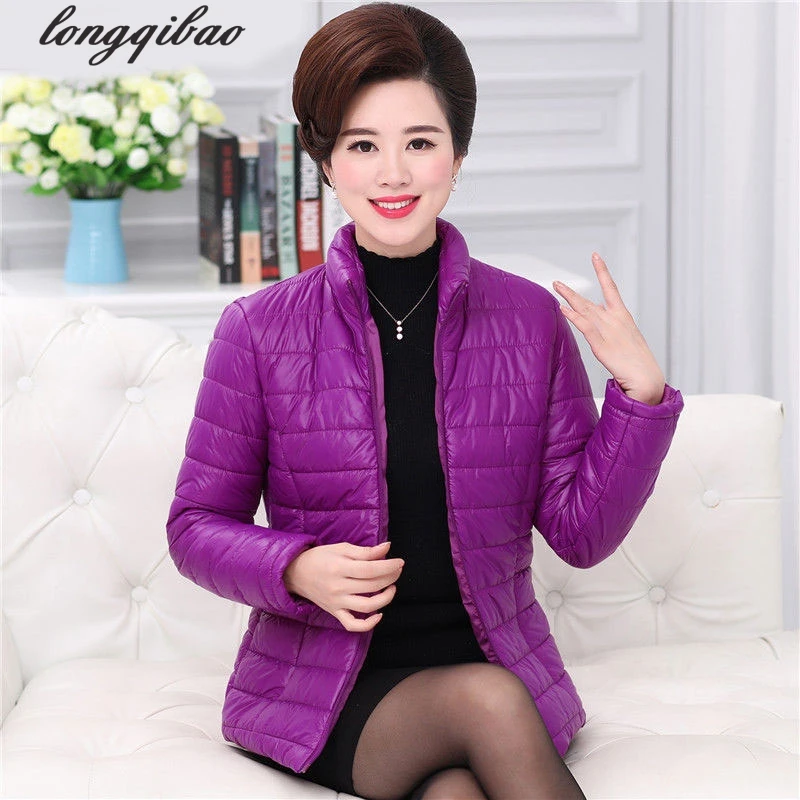 

In the elderly spring and autumn women collar collar Slim thin cotton jacket solid color coat TB7401