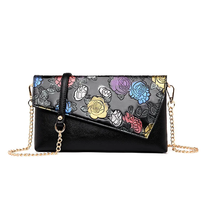 

Fashion Floral Genuine Leather Women's Handbags Women Shoulder Crossbody Bags Lady Messenger Bags Chains Women Clutches Bags