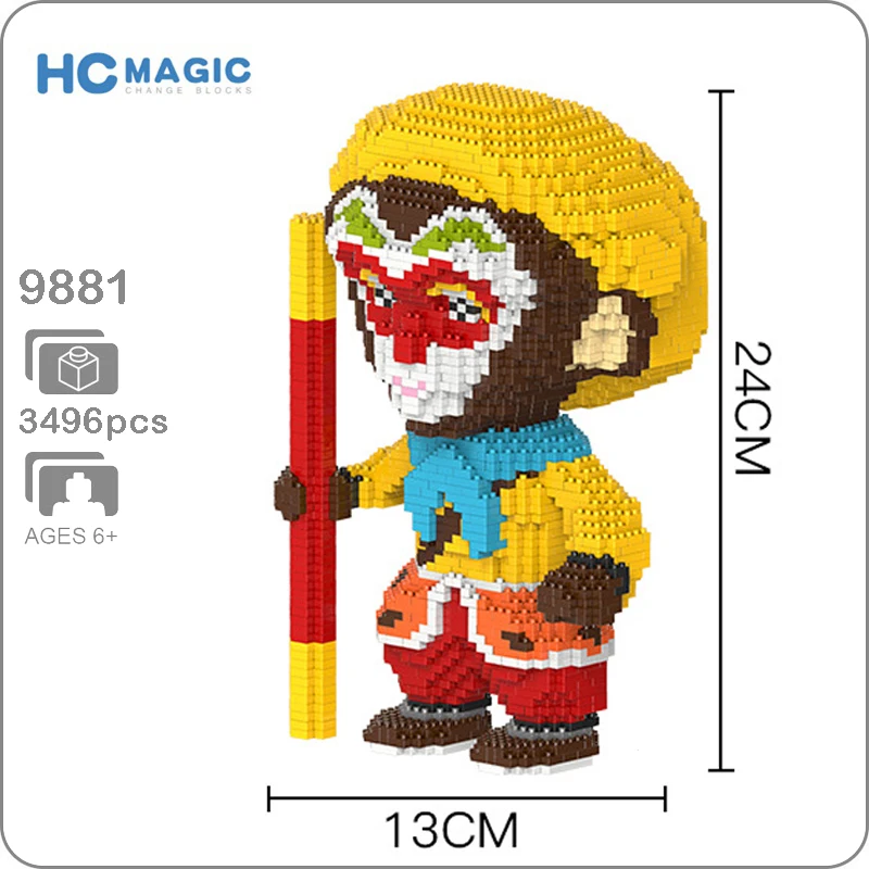 

HC 9881 Journey to the West Monkey King Sun Animal 3D Model DIY Diamond Mini Building Nano Blocks Bricks Assembly Toy no Box