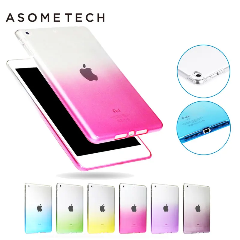 

Hot Gradient Colorful Soft Case For iPad 2 3 4 pro 9. 7 Transparent Coque TPU Cover Silicone Protective Capa for 2017 New iPad