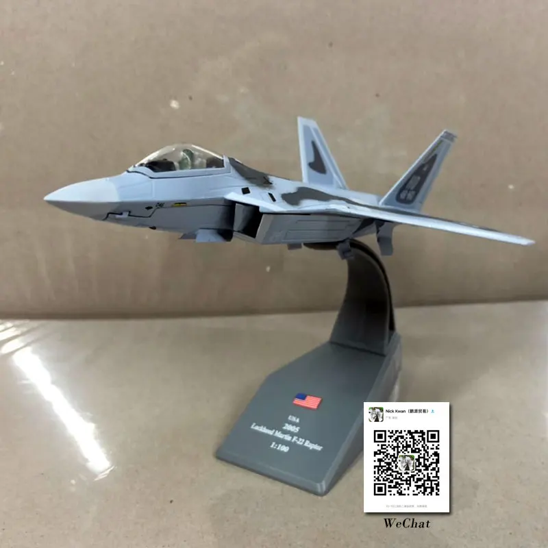 AMER 1/100 Scale Military Model Toys USAF F-22 Raptor Stealth Fighter Diecast Metal Plane Model Toy