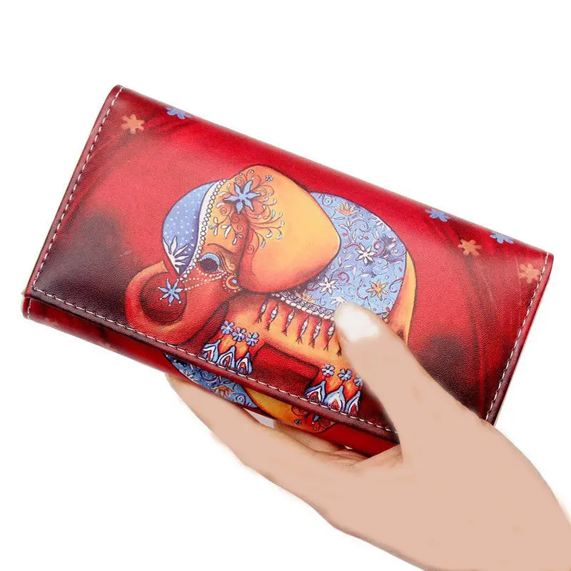 

Prettyzys Female Wallet Elephant Animal Pattern Women Long Wallets Red Womens Wallets And Purses