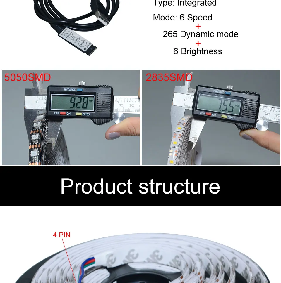 5 в USB кабель светодиодный светильник SMD 5050 2835 50 см 1 м 2 м 3 м 4 м 5 м Рождественский гибкий светодиодный светильник в полоску s ТВ фоновый светильник ing