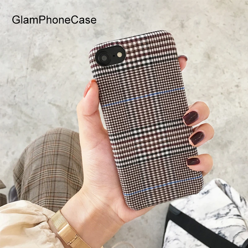 

GlamPhoneCase Grid Fabric Canvas Case Capas for iPhone 7 7plus 6s 6plus 8 8plus Elegant Cloth Weaving Soft Cover Back Phone Bags