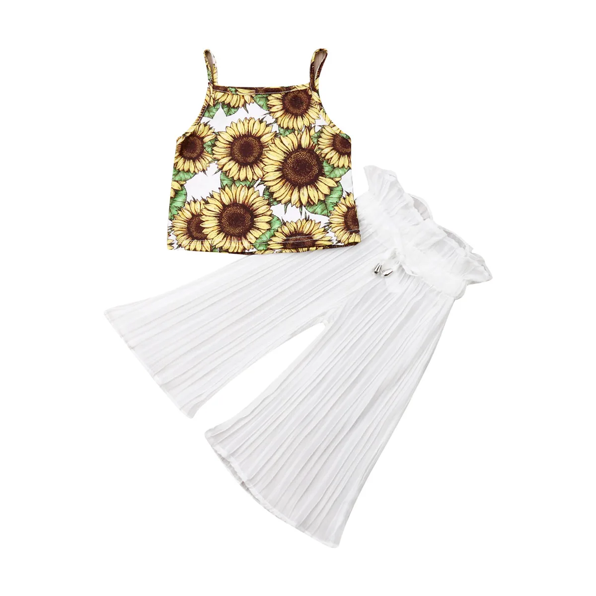 

2-7Years Kid Toddler Baby Girl Sunflower Sling Tops T-shirt Long Pants Outfits Set