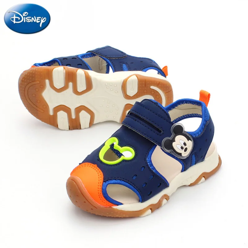 Disney мальчиков Босоножки Hook & Loop Лето 2018 Микки пляжные сандалии Мягкие Детские