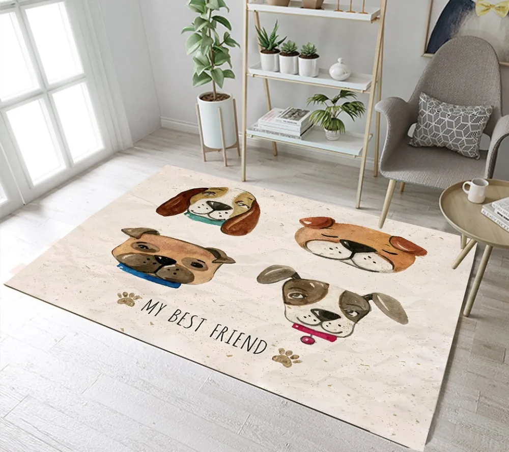 My Best Friend Dogs Cartoon Dog Indoor Children's Room Floor Carpets Mat Living Cushion Kitchen Bathroom Area Non-Slip Rugs | Дом и сад