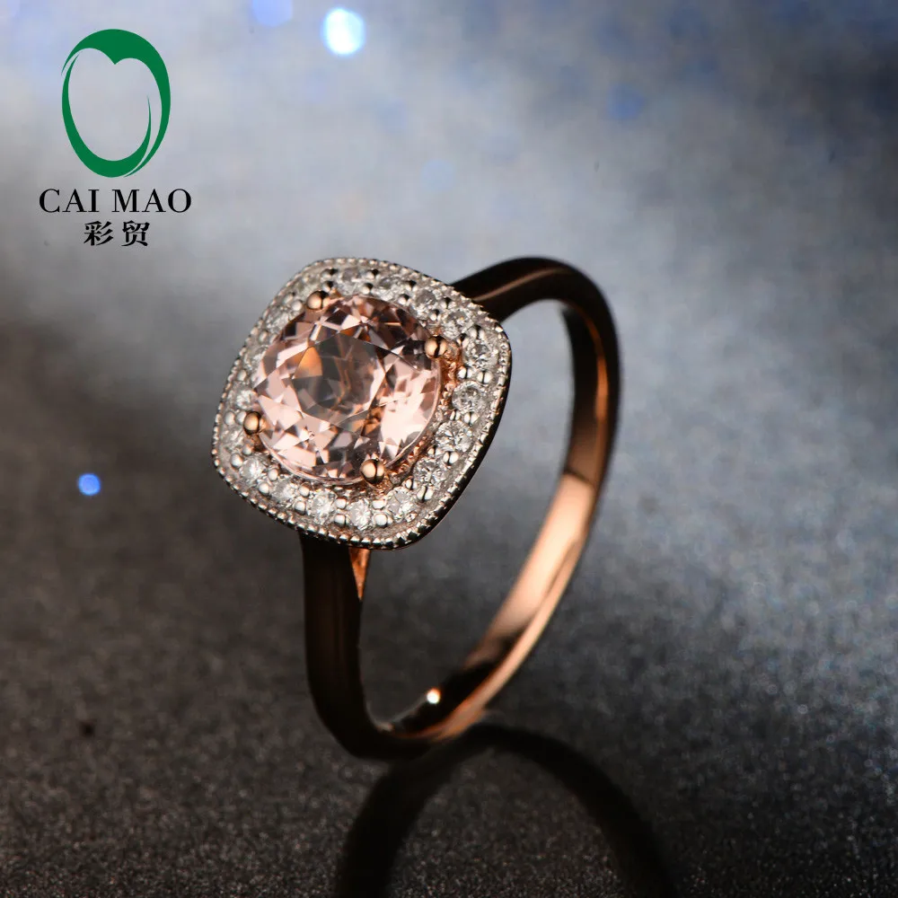 Hot Sale 6mm Round Shape 14K Rose Gold& 0.19ct Dianmond Wedding Engagement Ring